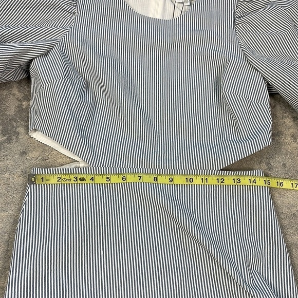 NWT Veronica Beard Iker Dress Side Cut Out Puff Sleeve Ruffle Mini Blue Sz 8 - Picture 10 of 15